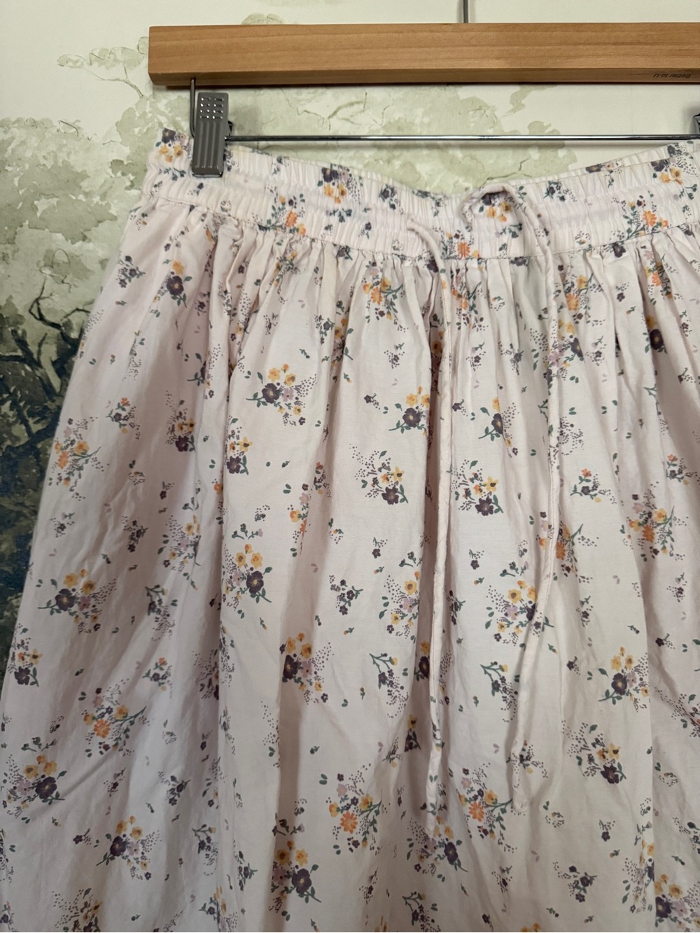 Women's Floral Eyelet Hem Midi Skirt - Soft White - Picture 3 of 5